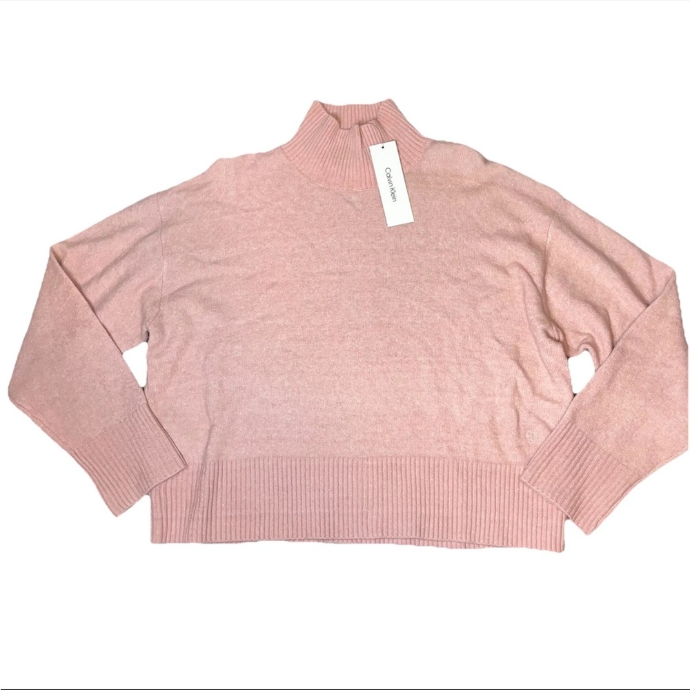 Calvin Klein Pink High Neck Sweater Pullover Pale Mauve NWT Women’s Medium